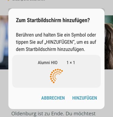 Ein weiterer Dialog "Zum Startbildschirm hinzufügen".